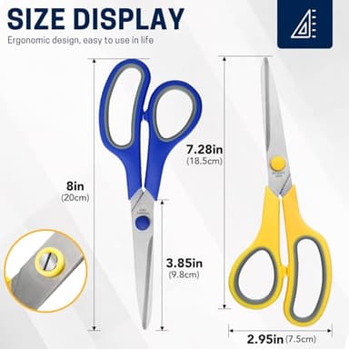 Scissors Bulk Set of 32-Pack, 8" All Purpose Multipurpose Sharp Sewing Craft Fabric Scissors for Office Home High/Middle School Student Office Teacher Art Supplies, Right/Left Handed - Image 2