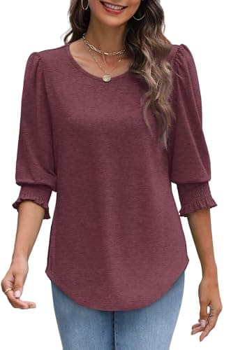 Blouses for Women Dressy Casual Womens Summer Tops 2025 Ladies Tops and Blouses Plus Size Womens Clothing Burgundy L - Image 4