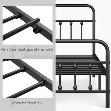 Yaheetech Classic Metal Platform Bed Frame Mattress Foundation with Victorian Style Iron-Art Headboard/Footboard/Under Bed Storage/No Box Spring Needed/Twin Size Black - Image 4