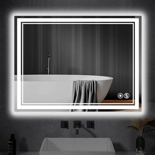 24“ x 36” LED Mirror for Bathroom Front and Backlit Anti-Fog Dimmable 3 Colors LED Bathroom Mirror with Lights Memory Function Smart Mirror Wall Mounted Horizontal/Vertical - Image 1