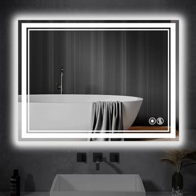 24“ x 36” LED Mirror for Bathroom Front and Backlit Anti-Fog Dimmable 3 Colors LED Bathroom Mirror with Lights Memory Function Smart Mirror Wall Mounted Horizontal/Vertical - Image 1