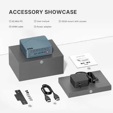 wo-we H5 Mini PC Intel Twin Lake N150 16GB RAM 512GB M.2 PCLe SSD 4C/4T 4K Triple Display Dual HDMI&Type-C,USB3.2 x4 Mini Desktop Computer for Home Office Business Gaming - Image 7