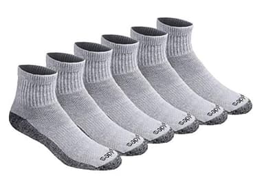 Dickies Men's Dri-Tech Moisture Control Quarter Socks (6, 12, 18 Pairs), Grey (6 Pairs), Large - Image 1