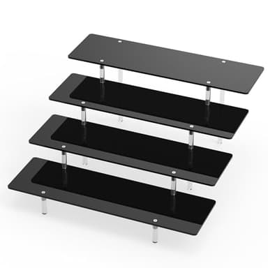 Acrylic Riser Display Stand, Black 4 Tier Cupcake Stand Display Risers Shelf Perfume Cologne Organizer Compatible with Funko Pop Food Dessert Makeup Skincare Cosmetics Lotion Organizer (1 PACK) - Image 1