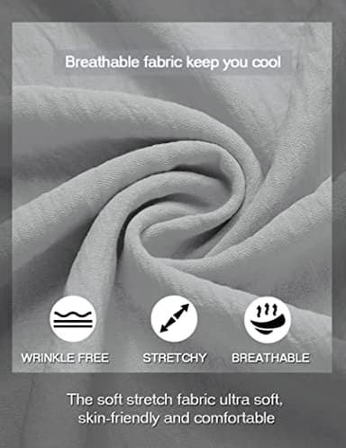 COOFANDY Men Hippie Beach T-Shirts Band Collar Henley Shirt Summer Resort Wear Light Grey - Image 4