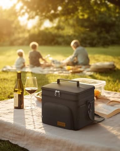 HOTOR Insulated Lunch Box for Men & Women - Leak-Proof Cooler Lunch Bag with 4 Pockets, Adjustable Strap, Ideal for Work, Picnic, Travel - Medium, Black, 10.2"×6.9"×8.5" - Image 9