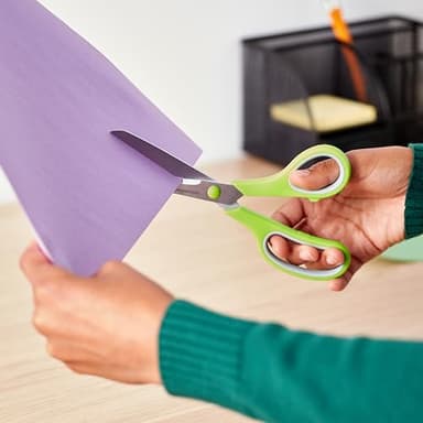 Amazon Basics Stainless Steel Scissors for Office, Crafts, Multipurpose, Sharp, Comfort Grip, PVD Coated, 3 Pack, Multicolor - Image 8