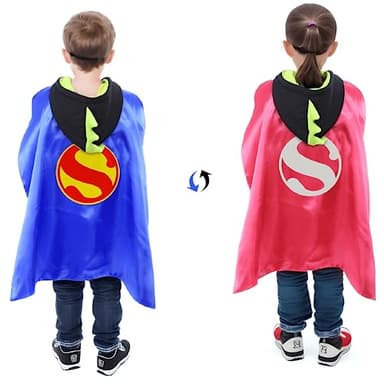 Dress Up Toys - Double Side Superhero Capes and Masks, Costumes Set for Kids - Ideal for Cosplay, Birthday Party, Christmas, Halloween - Fun Gift for 3-10 Year Old Boys and Girls - Image 3