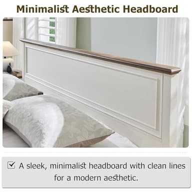 T4TREAM Farmhouse King Bed with Headboard and Storage Bench, Rustic Wood Platform Bed with 80" Storage Chest w/ 4 Large Drawer (Antique White) - Image 6