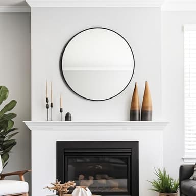 USHOWER Bathroom Mirrors for Over Sink, 30 Inch Circle Mirror with Metal Frame, Black Wall Mirror for Vanity, Entryway, Living Room, Hallway and Bedroom Decor - Image 8