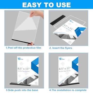 EHWINE 3 Pack Acrylic Sign Holder 8.5 x 11, Double-Sided Stand up Table Top Sign Holders, Clear Acrylic Picture Frame Menu Flyer Paper Holder Display Stand for Office Business Store Wedding Party(Black Base) - Image 5