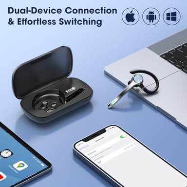 Ngsod Bluetooth Headset, Wireless Earpiece with Upgrade Noise Canceling Mic,500mAh Charging Case Support 72H Talking Time,Hand-Free Headphones with Mute Button for Computer Cell Phones Trucker Work - Image 7
