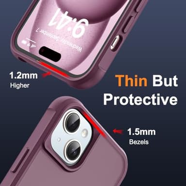 SKYLMW Compatible with iPhone 15 Plus Case with Invisible Magnetic O-Ring Stand Military-Grade Translucent Case for iPhone 15 Plus 6.7" [Compatible with Mag-Safe][Great Grip Feeling], Wine Red - Image 6
