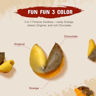 52USA Fortune Cookies, Approx. 350pcs, 3-in1 Flavor, Fortune Cookies Individually Wrapped Bulk, Fresh Cookies, (Original, Chocolate, Orange) Flavor, 56oz - Image 4
