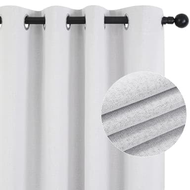 Deconovo Total Blackout Curtains Linen Curtains Room Darkening Curtains with Grommets for Bedroom Living Room Kids Room, 2 Panels，Greyish White，52Wx84L Inch - Image 9