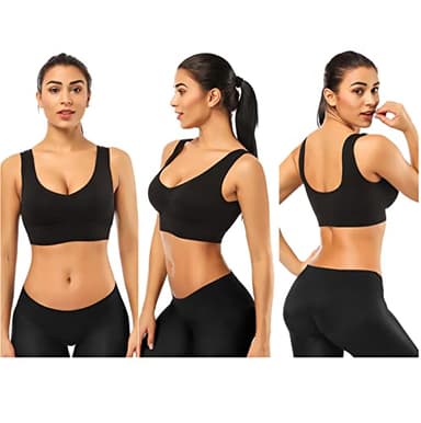 BESTENA Sports Bras for Women, Seamless Comfortable Sleep Bras Wirefree Black Bra with Removable Pads - Image 3