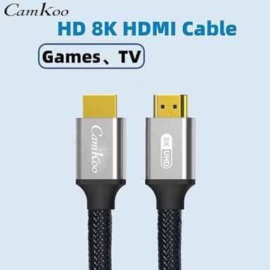 CAMKOO Ultra High Speed 8K HDMI Cable, 48Gbps, 6.6ft/2m, 4K@120Hz, 8K@60Hz, DTS:X, HDCP 2.2, Braided - Image 4