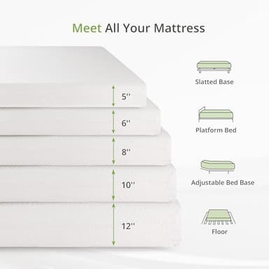 EGOHOME 6 Inch Twin Mattress for Kids, Memory Foam Mattress with Cooling Green Tea Gel, Relieve Pressure with Medium Firm Support, CertiPUR-US Certified, 75''L x 38''W, White - Image 9