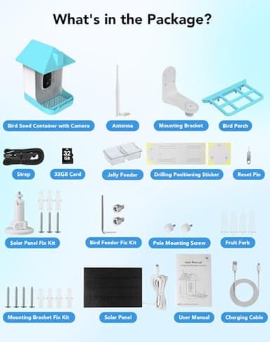 Smart Bird Feeder with Camera, 5200mAh Battery with Solar Panel, 2K Live View/AI Identifies/App Control/Instant Arrival Alert/Auto Capture/135° Motion Detection/IP65 Waterproof, Ideal Gift - Image 9