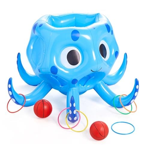 Sloosh Pool Toys, 2-in-1 Inflatable Float Water Game, Octopus Basketball Hoop Ring Toss Outdoor Swim Play, Toss Game Floating Swimming Pool Games for Kids Adults - Image 1