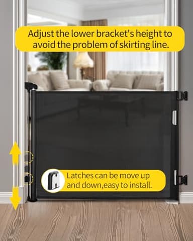 dearlomum Retractable Baby Gate,Mesh Baby Gate or Mesh Dog Gate,33" Tall,Extends up to 55" Wide,Child Safety Gate for Doorways, Stairs, Hallways, Indoor/Outdoor（Black,33"x55") - Image 3