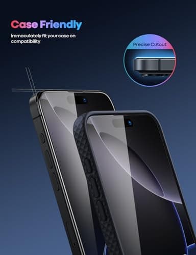 Lamicall Screen Protector for iPhone 16 Pro Max (6.9"), [Top 9H Tempered Glass Film], Easy Alignment Frame, Fingerprint Resistant, 0 Bubbles, HD Clear for iPhone 16 Pro Max Tempered Glass - [2 Pack] - Image 5