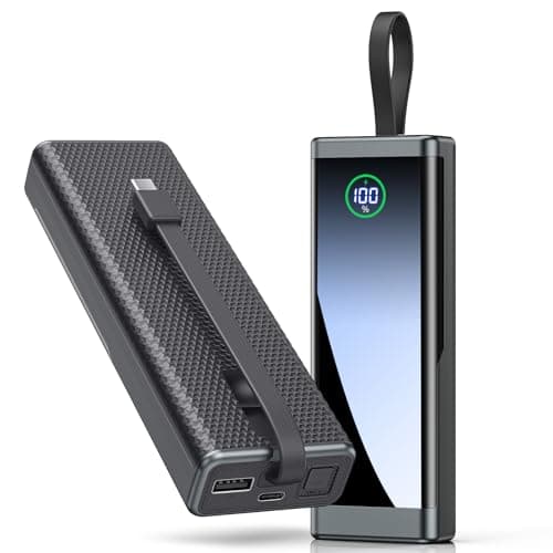 KEOLL Portable Charger 40000mAh Power Bank with Built-in USB-C Cable, 22.5W Fast Charging External Battery Pack, Portable Phone Charger for iPhone 16 15 14 13/ Galaxy S24 S22- Black,1 Pack - Image 1