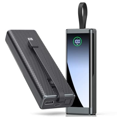 KEOLL Portable Charger 40000mAh Power Bank with Built-in USB-C Cable, 22.5W Fast Charging External Battery Pack, Portable Phone Charger for iPhone 16 15 14 13/ Galaxy S24 S22- Black,1 Pack - Image 1