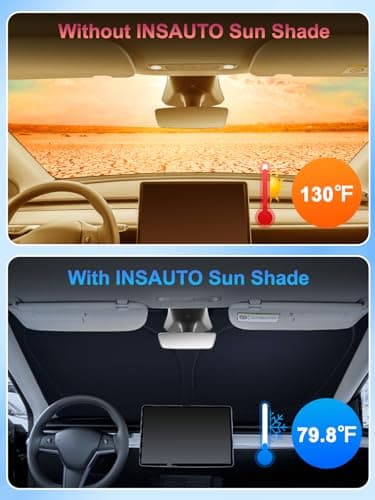 INSAUTO Windshield Sun Shade for 2017-2024 2025 Ford F250 F350 F450 F550 Accessories, [Upgraded 7-Layer Protection], Foldable Front Windshield Sunshade, Block Out UV Rays & Heat, Keep Car Cool - Image 2