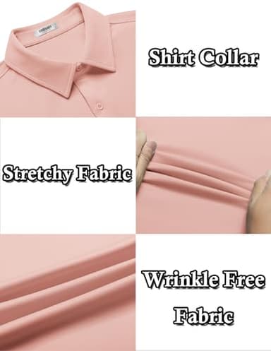 COOFANDY Men's Casual Button Down Shirts Short Sleeve Wrinkle Free Summer Tops Light Pink - Image 4
