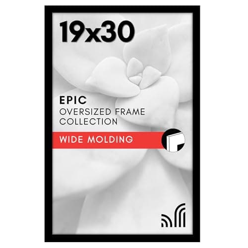 Americanflat 19x30 Picture Frame with Polished Plexiglass - Black Picture Frame - Wide Photo Frames Made of Engineered Wood for Vertical or Horizontal Wall Display - Epic Collection - Black - Image 1