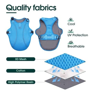 Kuoser Dog Cooling Vest for Large Dogs, Lightweight Doggie Cooler Jacket Breathable Mesh Pet Cooling Shirts Reflective Puppy Cool Harness for Beach, Hiking, Walking Blue XL - Image 4