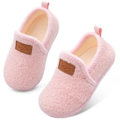 Lefflow Toddler Slippers Girl House Bedroom Slippers Winter Baby First Walking Sock Shoes Toddler Essentials Christmas Pink Size 4.5-5 - Image 1