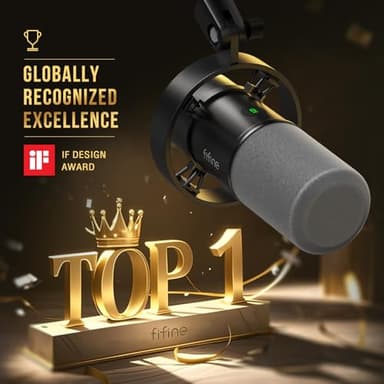 FIFINE K688 Podcast Microphone Kit, USB/XLR Dynamic Microphone with Boom Arm for PC/XLR Mixer, Gaming Mic with Mute Button, Headphone Jack for Vocal, Voice-Over, Streaming, Music Recording -K688CT - Image 2