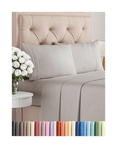 Queen Size 4 Piece Sheet Set - Comfy Breathable & Cooling Bed Sheets Set - Hotel Luxury Bedding for Women, Men, Kids, Teens, Boys & Girls - Deep Pockets, Soft and Wrinkle Free - Oeko-Tex - Light Grey - Image 1