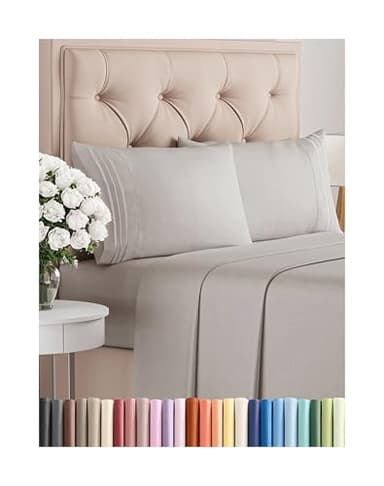 Queen Size 4 Piece Sheet Set - Comfy Breathable & Cooling Bed Sheets Set - Hotel Luxury Bedding for Women, Men, Kids, Teens, Boys & Girls - Deep Pockets, Soft and Wrinkle Free - Oeko-Tex - Light Grey - Image 1