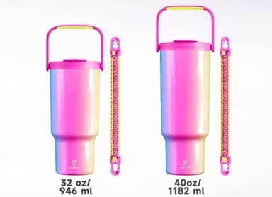 Meoky 40 oz Tumbler with Handle and Straw, Insulated Water Bottle, Stainless Steel Travel Mug, Keeps Cold for 34 Hours, 100% Leak Proof, Fits in Car Cup Holder (Carnival) - Image 9