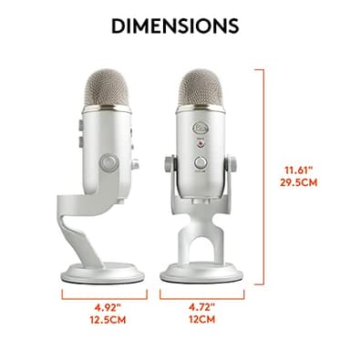 Logitech Creators Blue Yeti USB Microphone for Gaming, Streaming, Podcast, YouTube, Discord, PC, Studio Sound, Plug & Play-Silver - Image 12