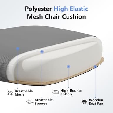 SeekFancy Computer Desk Chair, Ergonomic Office Chair M903 with Wheels, High Back Mesh Office Chair with Adjustable Lumbar Support, Headrest, Flip-Up Armrests, Withe Grey - Image 8