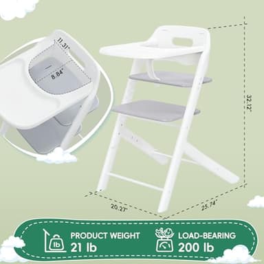 (2025 New) Adjustable Baby High Chair with 5‑Point Safety Harness, Cushion & Removable Tray. Adjustable Seat and Footrest Heights for Children 6+ Months - Image 3
