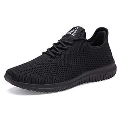 VAMJAM Men's Running Shoes Ultra Lightweight Breathable Walking Shoes Non Slip Athletic Fashion Sneakers Mesh Workout Casual Sports Shoes All Black Size 10.5 - Image 1