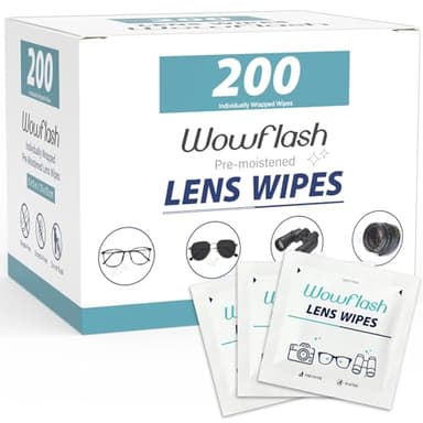 200 Count Lens Wipes for Eyeglasses, Eyeglass Lens Cleaning Wipes Pre-moistened Individually Wrapped Sracth-Free Streak-Free Eye Glasses Cleaner Wipes for Sunglass, Camera Lens, Goggles - Image 1