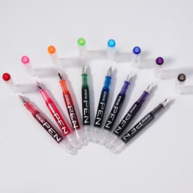 EYEYE Disposable Fountain Pens, 8 Pack Multicolor Fine Point Fountain Pens for Writing, Stainless Steel Nib, Smooth Writing for Journaling, Drafting, Sketching, Doodling & Gifts - Image 6