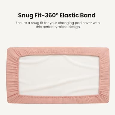 Konssy Waterproof Muslin Changing Pad Cover 2 Pack, Quilted Cotton Fitted Diaper Chang Table Cover, Soft Changing Pad Sheets for Girls Boys (Blossom,Pink) - Image 5
