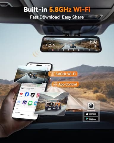 WOLFBOX G900 Tripro Bumper Version 3 Channel 4K Mirror Dash Cam, STARVIS 2 IMX678 Night Vision, 4K+2.5K+1080P Front and Rear Bumper Dash Cam, 5.8GHz WiFi, Voice Control, Includes 256GB Card & GPS - Image 5