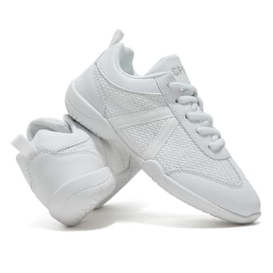 HWJHMX White Cheer Shoes for Girls Womens Youth Cheerleading Shoes Competition Cheering Team Gear Cheer Sneakers Sports Cheerleaders Athletic Comfortable Flats Breathable Soft Kids Cheer Shoes - Image 6