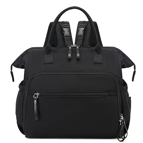 LORADI Convertible Diaper Bag Tote, Wide Open Top 14 Pockets Stylish Baby Diaper Bag with Stroller Buckle, Water-resistant (Black, Large) - Image 1