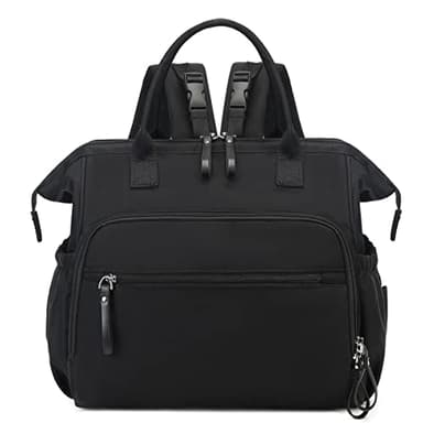 LORADI Convertible Diaper Bag Tote, Wide Open Top 14 Pockets Stylish Baby Diaper Bag with Stroller Buckle, Water-resistant (Black, Large) - Image 1