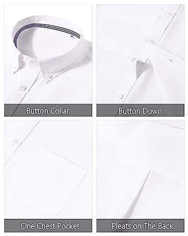 J.VER Men's Cotton Button Down Oxford Shirts Regular Fit Long Sleeve Casual Business Shirt with Pocket A-White 3X-Large - Image 4