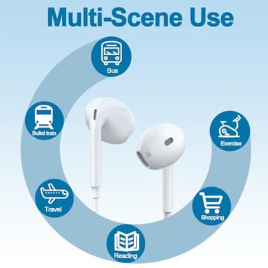 Docutca 2 Pack Wired iPhone Earbuds/Wired Headphones with 3.5mm Earphones[MFi Certified] with Microphone Volume Control Compatible for iPhone,iPad,iPod,Computer,MP3/4,Android Most 3.5mm Audio Devices - Image 5